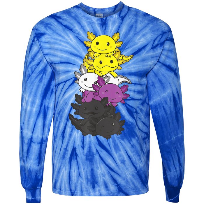 Nonbinary Flag Non Binary Pride LGBTQ Axolotl Tie-Dye Long Sleeve Shirt
