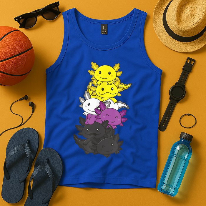 Nonbinary Flag Non Binary Pride LGBTQ Axolotl Tank Top