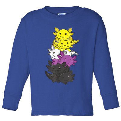 Nonbinary Flag Non Binary Pride LGBTQ Axolotl Toddler Long Sleeve Shirt