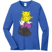 Nonbinary Flag Non Binary Pride LGBTQ Axolotl Ladies Long Sleeve Shirt