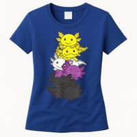 Nonbinary Flag Non Binary Pride LGBTQ Axolotl Womens T-Shirt
