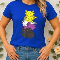 Nonbinary Flag Non Binary Pride LGBTQ Axolotl Womens T-Shirt