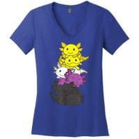 Nonbinary Flag Non Binary Pride LGBTQ Axolotl Women's V-Neck T-Shirt