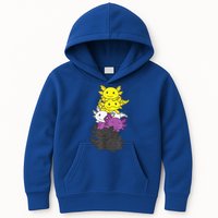 Nonbinary Flag Non Binary Pride LGBTQ Axolotl Kids Hoodie