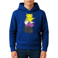 Nonbinary Flag Non Binary Pride LGBTQ Axolotl Kids Hoodie