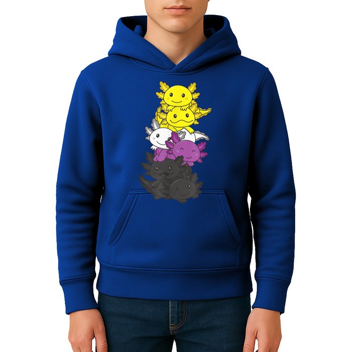 Nonbinary Flag Non Binary Pride LGBTQ Axolotl Kids Hoodie