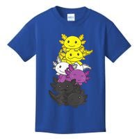 Nonbinary Flag Non Binary Pride LGBTQ Axolotl Kids T-Shirt