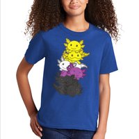 Nonbinary Flag Non Binary Pride LGBTQ Axolotl Kids T-Shirt