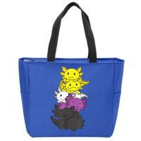 Nonbinary Flag Non Binary Pride LGBTQ Axolotl Zip Tote Bag