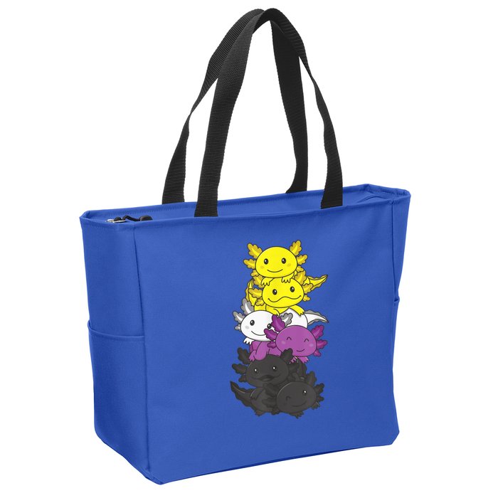 Nonbinary Flag Non Binary Pride LGBTQ Axolotl Zip Tote Bag