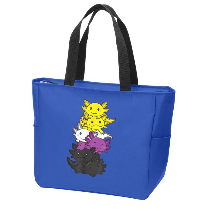 Nonbinary Flag Non Binary Pride LGBTQ Axolotl Zip Tote Bag
