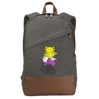 Nonbinary Flag Non Binary Pride LGBTQ Axolotl Cotton Canvas Backpack