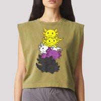Nonbinary Flag Non Binary Pride LGBTQ Axolotl Garment-Dyed Women's Muscle Tee