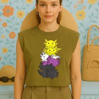 Nonbinary Flag Non Binary Pride LGBTQ Axolotl Garment-Dyed Women's Muscle Tee