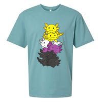 Nonbinary Flag Non Binary Pride LGBTQ Axolotl Sueded Cloud Jersey T-Shirt