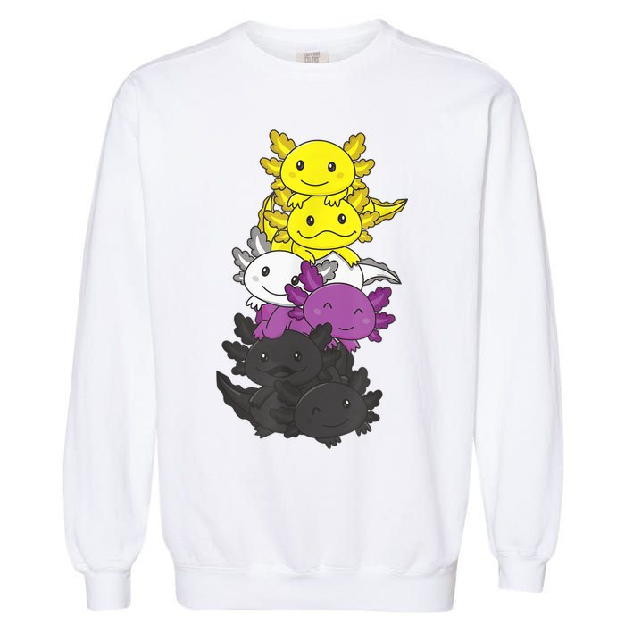 Nonbinary Flag Non Binary Pride LGBTQ Axolotl Garment-Dyed Sweatshirt
