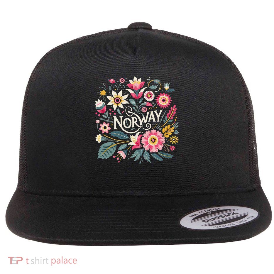 Norway Flowers Norwegian Flat Bill Trucker Hat
