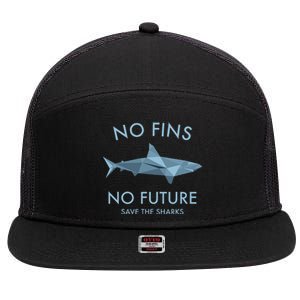 No Fins No Future protect the sharks Scuba Shark Safe Sharks 7 Panel Mesh Trucker Snapback Hat