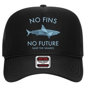 No Fins No Future protect the sharks Scuba Shark Safe Sharks High Crown Mesh Back Trucker Hat