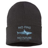 No Fins No Future protect the sharks Scuba Shark Safe Sharks Sustainable Knit Beanie