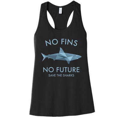 No Fins No Future protect the sharks Scuba Shark Safe Sharks Women's Racerback Tank