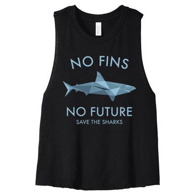 No Fins No Future protect the sharks Scuba Shark Safe Sharks Women's Racerback Cropped Tank