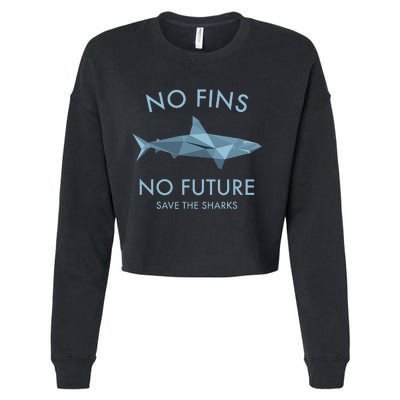 No Fins No Future protect the sharks Scuba Shark Safe Sharks Cropped Pullover Crew