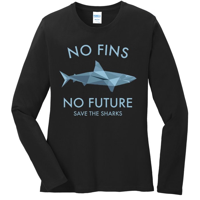 No Fins No Future protect the sharks Scuba Shark Safe Sharks Ladies Long Sleeve Shirt