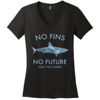 No Fins No Future protect the sharks Scuba Shark Safe Sharks Women's V-Neck T-Shirt