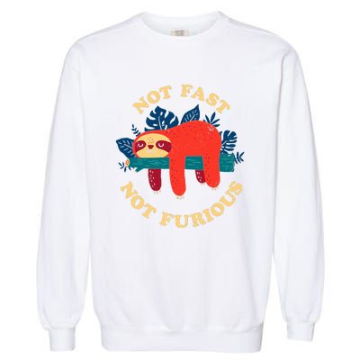 Not Fast Not Furious Dinomike Design Garment-Dyed Sweatshirt