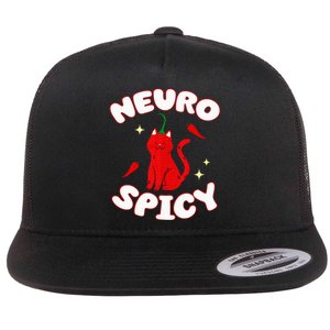 Neurospicy Funny Neurodivergent Adhd Asd Autism Cat Lover Flat Bill Trucker Hat