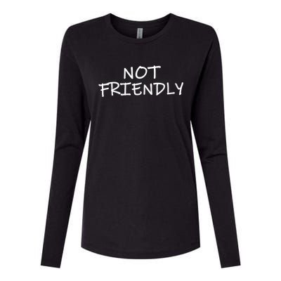 Not Friendly Novelty Text Warning To Others (C) Womens Cotton Relaxed Long Sleeve T-Shirt