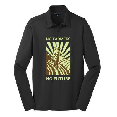 No Farmers No Future German Protest Silk Touch Performance Long Sleeve Polo