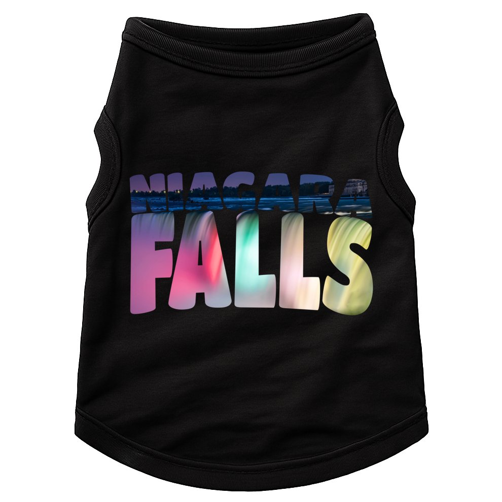Niagara Falls Night Gift Canada Usa Typography Souvenir Doggie Tank