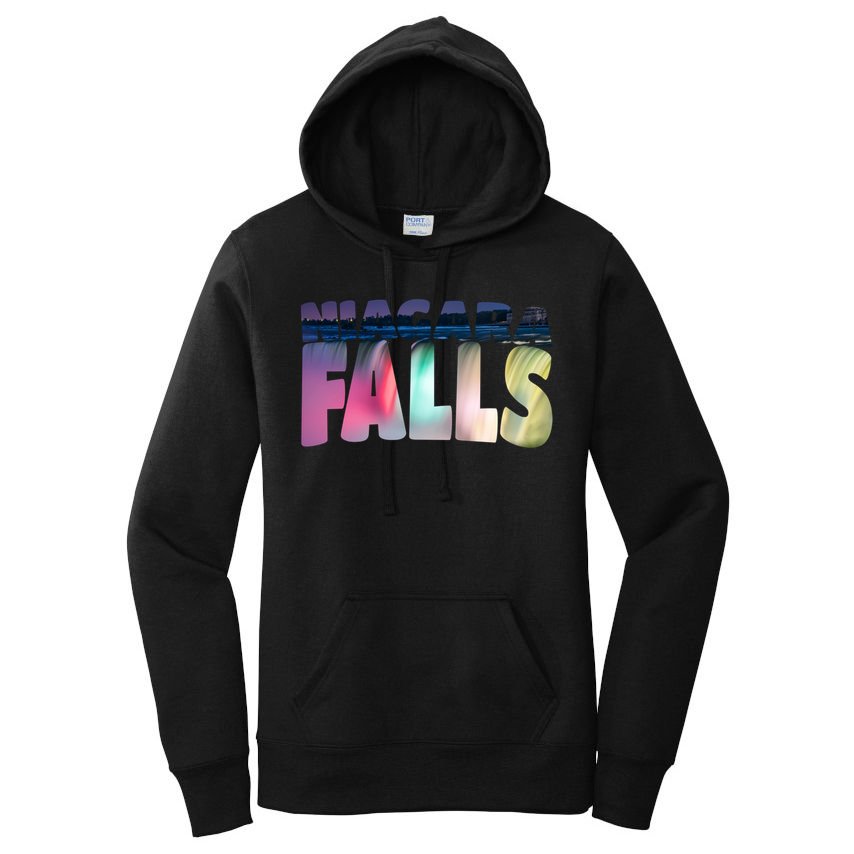 Niagara Falls Night Gift Canada Usa Typography Souvenir Women's Pullover Hoodie