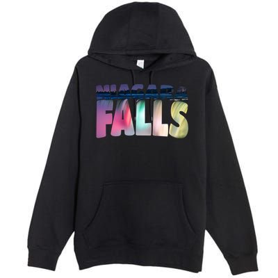 Niagara Falls Night Gift Canada Usa Typography Souvenir Premium Pullover Hoodie
