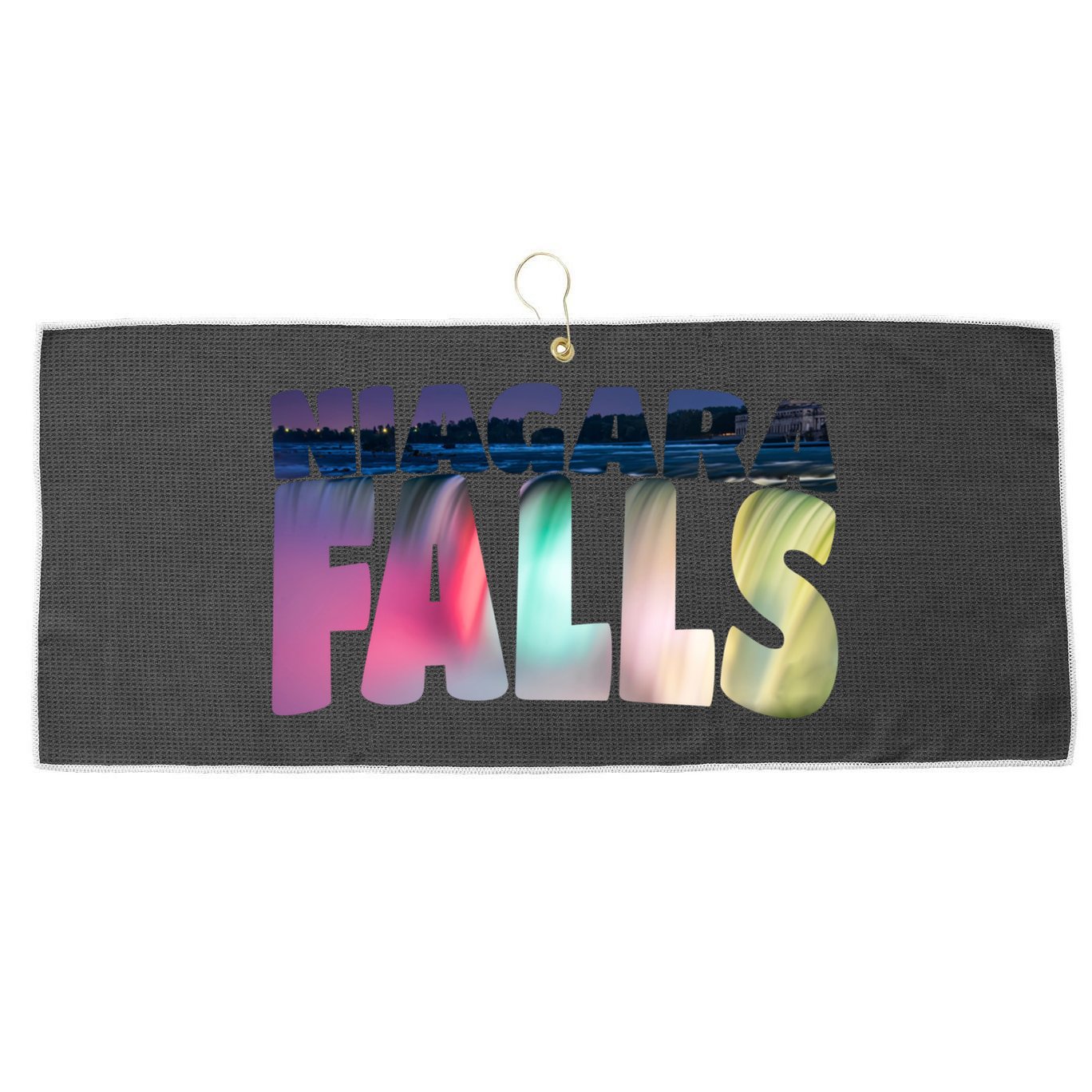 Niagara Falls Night Gift Canada Usa Typography Souvenir Large Microfiber Waffle Golf Towel