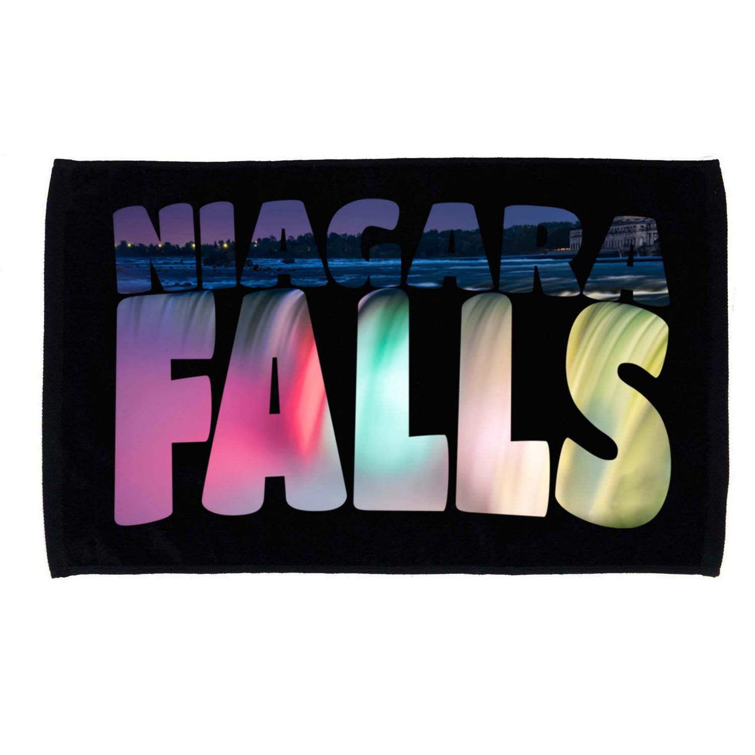 Niagara Falls Night Gift Canada Usa Typography Souvenir Microfiber Hand Towel