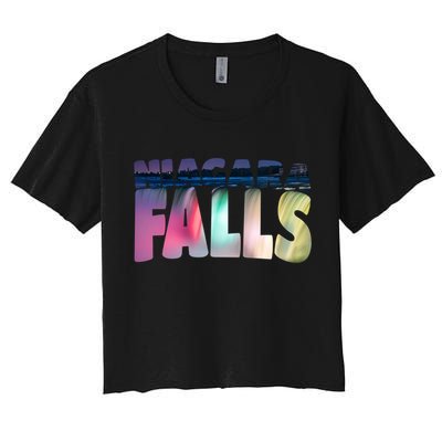 Niagara Falls Night Gift Canada Usa Typography Souvenir Crop Top