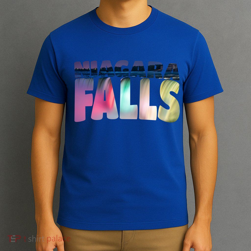 Niagara Falls Night Gift Canada Usa Typography Souvenir T-Shirt