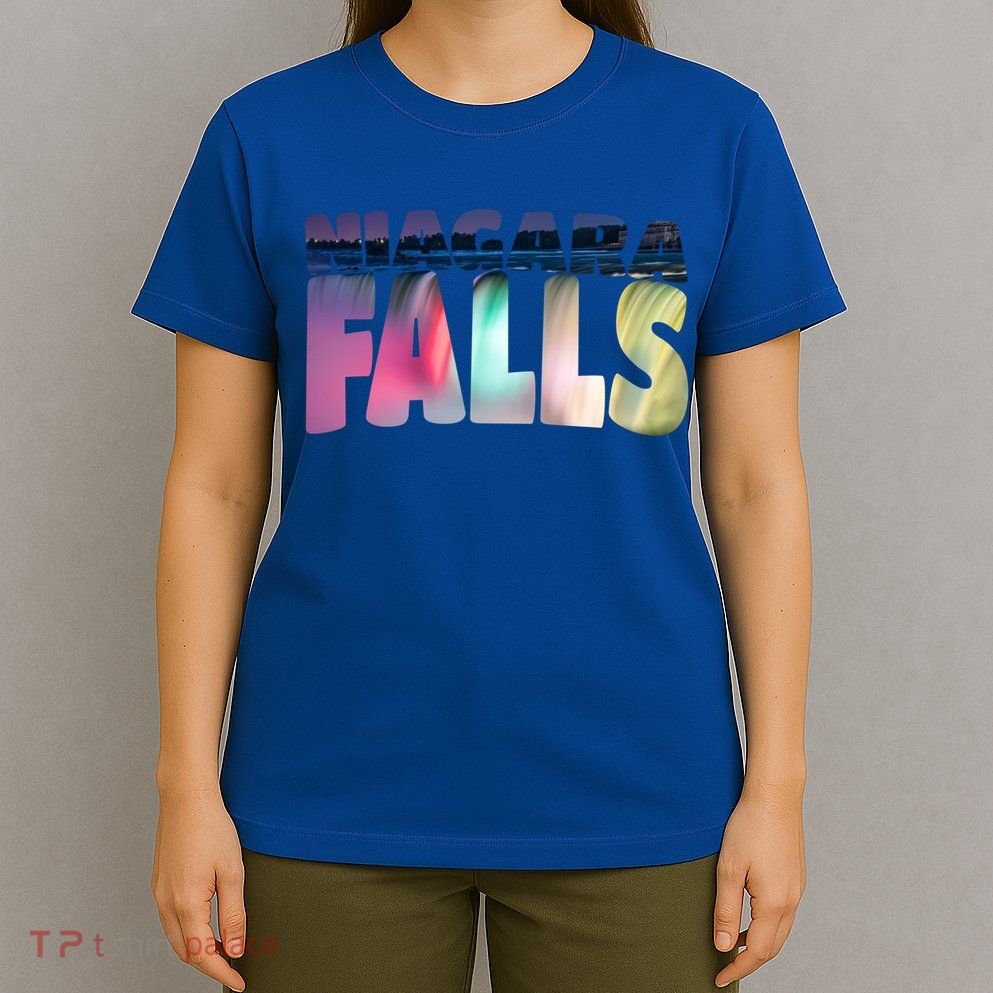 Niagara Falls Night Gift Canada Usa Typography Souvenir T-Shirt