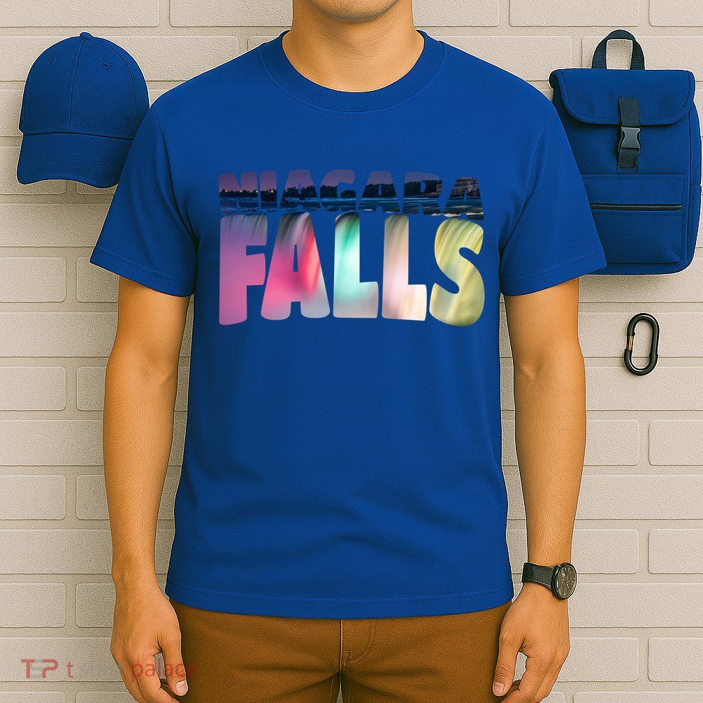 Niagara Falls Night Gift Canada Usa Typography Souvenir T-Shirt
