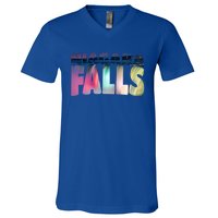 Niagara Falls Night Gift Canada Usa Typography Souvenir V-Neck T-Shirt