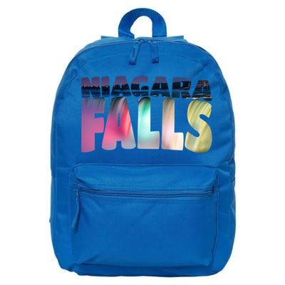 Niagara Falls Night Gift Canada Usa Typography Souvenir 16 in Basic Backpack