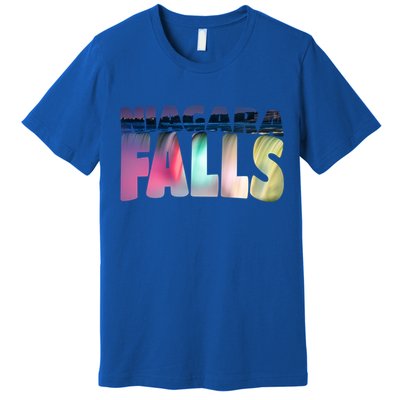 Niagara Falls Night Gift Canada Usa Typography Souvenir Premium T-Shirt