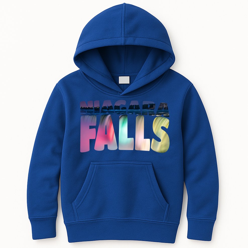 Niagara Falls Night Gift Canada Usa Typography Souvenir Kids Hoodie