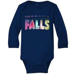 Niagara Falls Night Gift Canada Usa Typography Souvenir Baby Long Sleeve Bodysuit