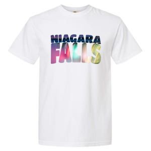 Niagara Falls Night Gift Canada Usa Typography Souvenir Garment-Dyed Heavyweight T-Shirt