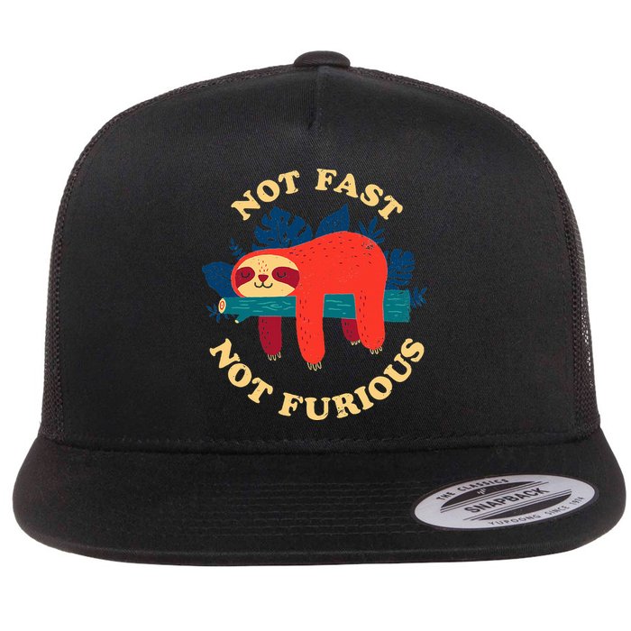 Not Fast Not Furious Dinomike Design Flat Bill Trucker Hat
