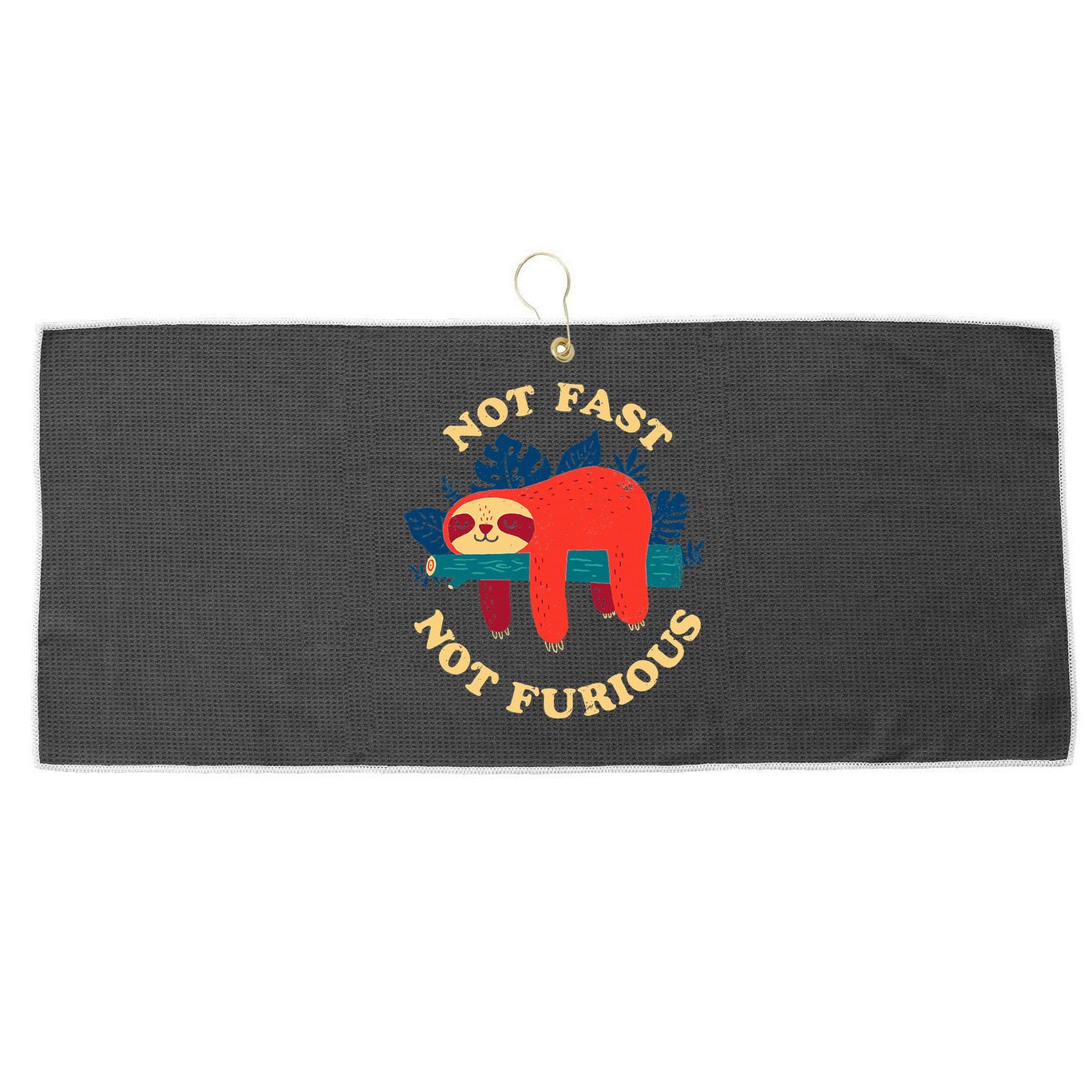 Not Fast Not Furious Dinomike Design Large Microfiber Waffle Golf Towel